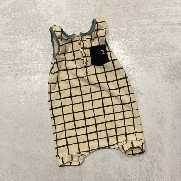 Rags to Raches Other - Rags to Raches || Tank Romper Windowpane Check Ivory 6-12M